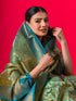 Teal Jaal Banarasi Silk Saree with Blouse Fabric